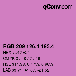 カラーコード: RGB 209 126.4 193.4 | qconv.com