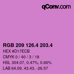 カラーコード: RGB 209 126.4 203.4 | qconv.com