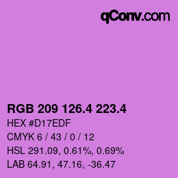 カラーコード: RGB 209 126.4 223.4 | qconv.com
