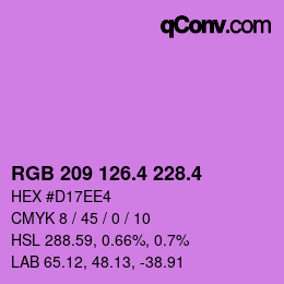 カラーコード: RGB 209 126.4 228.4 | qconv.com