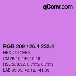 カラーコード: RGB 209 126.4 233.4 | qconv.com