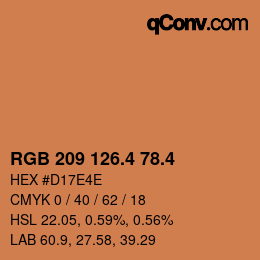 カラーコード: RGB 209 126.4 78.4 | qconv.com