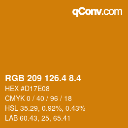 カラーコード: RGB 209 126.4 8.4 | qconv.com