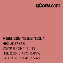 カラーコード: RGB 209 126.8 123.4 | qconv.com