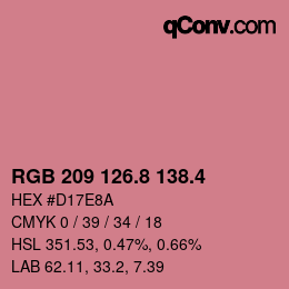 カラーコード: RGB 209 126.8 138.4 | qconv.com