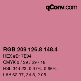 カラーコード: RGB 209 126.8 148.4 | qconv.com