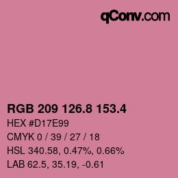 カラーコード: RGB 209 126.8 153.4 | qconv.com
