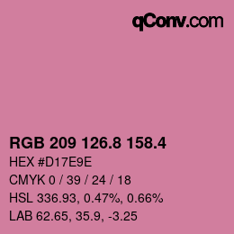 カラーコード: RGB 209 126.8 158.4 | qconv.com