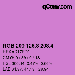 カラーコード: RGB 209 126.8 208.4 | qconv.com