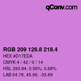 カラーコード: RGB 209 126.8 218.4 | qconv.com