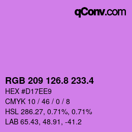 カラーコード: RGB 209 126.8 233.4 | qconv.com