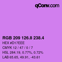 カラーコード: RGB 209 126.8 238.4 | qconv.com