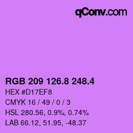 カラーコード: RGB 209 126.8 248.4 | qconv.com