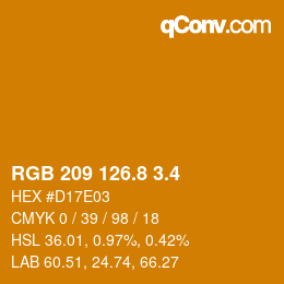 カラーコード: RGB 209 126.8 3.4 | qconv.com