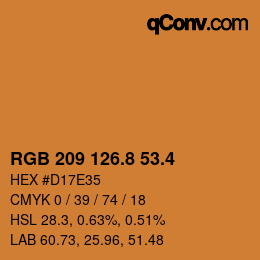カラーコード: RGB 209 126.8 53.4 | qconv.com