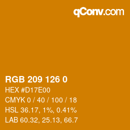 Color code: RGB 209 126 0 | qconv.com