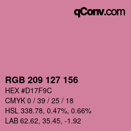 カラーコード: RGB 209 127 156 | qconv.com