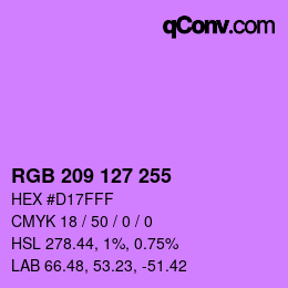 Color code: RGB 209 127 255 | qconv.com