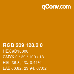 カラーコード: RGB 209 128.2 0 | qconv.com