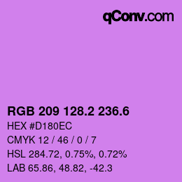 カラーコード: RGB 209 128.2 236.6 | qconv.com