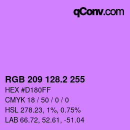 カラーコード: RGB 209 128.2 255 | qconv.com