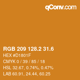 カラーコード: RGB 209 128.2 31.6 | qconv.com