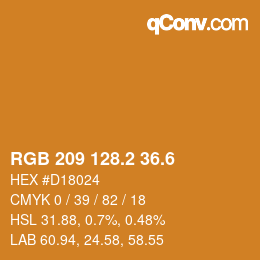 カラーコード: RGB 209 128.2 36.6 | qconv.com