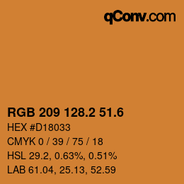 カラーコード: RGB 209 128.2 51.6 | qconv.com