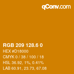 カラーコード: RGB 209 128.6 0 | qconv.com