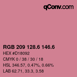 カラーコード: RGB 209 128.6 146.6 | qconv.com