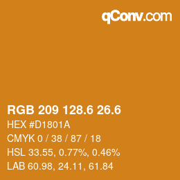 カラーコード: RGB 209 128.6 26.6 | qconv.com