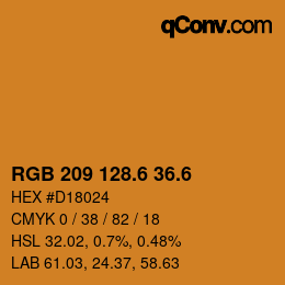 カラーコード: RGB 209 128.6 36.6 | qconv.com