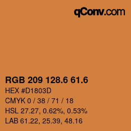 カラーコード: RGB 209 128.6 61.6 | qconv.com