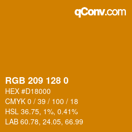 カラーコード: RGB 209 128 0 | qconv.com