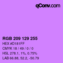 Color code: RGB 209 129 255 | qconv.com