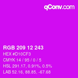 Color code: RGB 209 12 243 | qconv.com