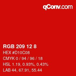 カラーコード: RGB 209 12 8 | qconv.com