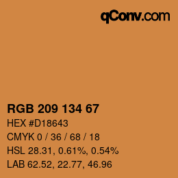 Color code: RGB 209 134 67 | qconv.com