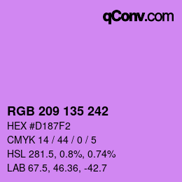 カラーコード: RGB 209 135 242 | qconv.com