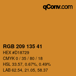Color code: RGB 209 135 41 | qconv.com