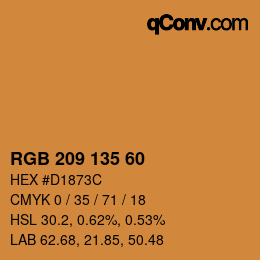 Color code: RGB 209 135 60 | qconv.com