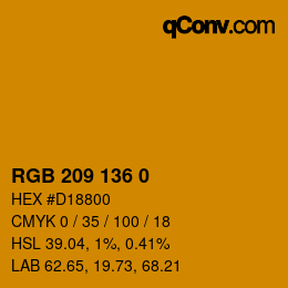 Color code: RGB 209 136 0 | qconv.com