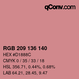 Color code: RGB 209 136 140 | qconv.com
