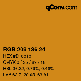 Color code: RGB 209 136 24 | qconv.com