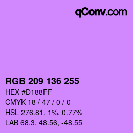 Color code: RGB 209 136 255 | qconv.com