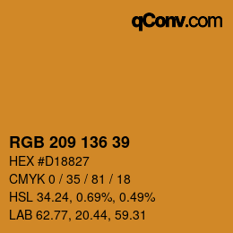 Color code: RGB 209 136 39 | qconv.com