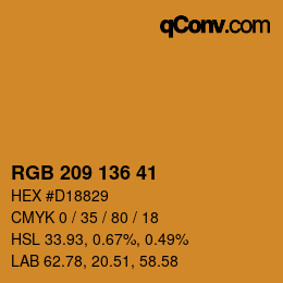 Color code: RGB 209 136 41 | qconv.com