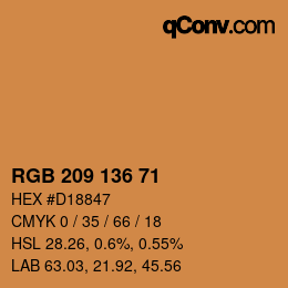 Color code: RGB 209 136 71 | qconv.com
