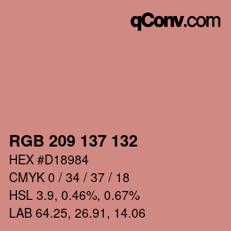 Color code: RGB 209 137 132 | qconv.com