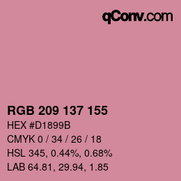 Color code: RGB 209 137 155 | qconv.com